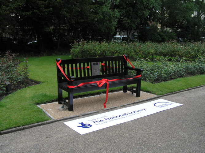 Photograph of bench in Castle Park