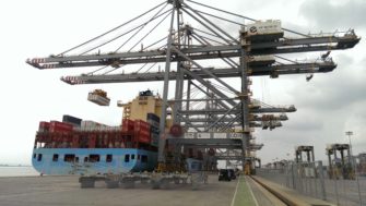 Maersk Lins being loaded at DP world, London Gateway | Stuart Bowditch